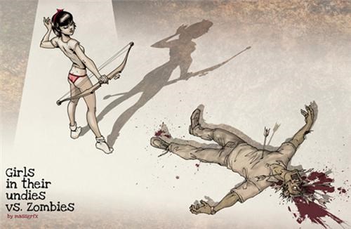 Girls in their Undies vs. Zombies of the Day