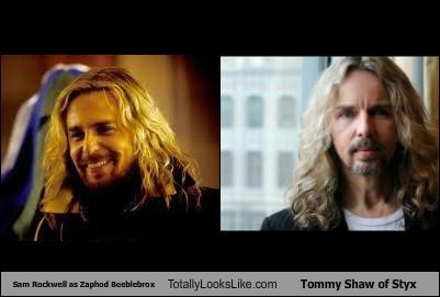 Sam Rockwell as Zaphod Beeblebrox Totally Looks Like Tommy Shaw of Styx