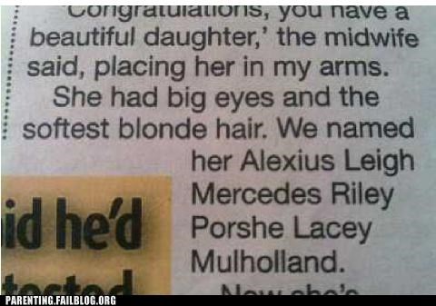 Some Parents Really Shift Into High Gear With Baby Names