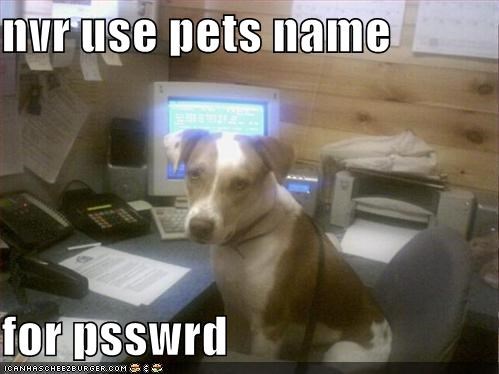 nvr use pets name  for psswrd
