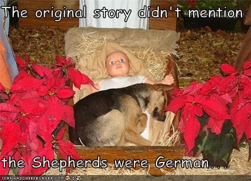The original story didn't mention  the Shepherds were German...