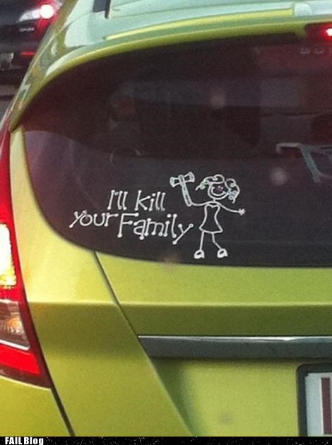 Family Friendly Bumper Sticker FAIL