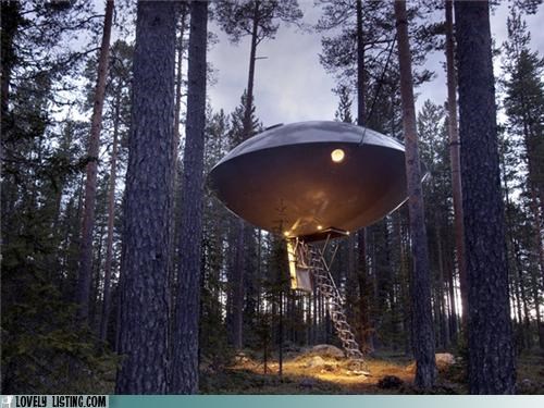 Spend a Night in a Spooky Cool UFO Treehouse