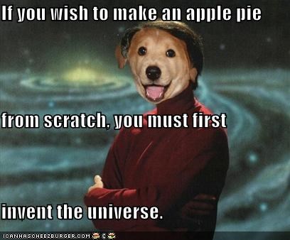 If you wish to make an apple pie from scratch, you must first  invent the universe.