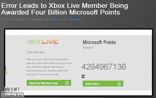 Microsoft Points Error WIN
