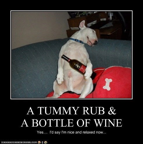 A TUMMY RUB & A BOTTLE OF WINE