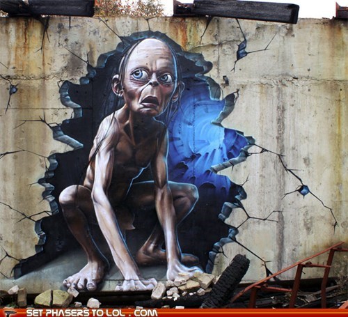 3D Gollum Wall Graffiti