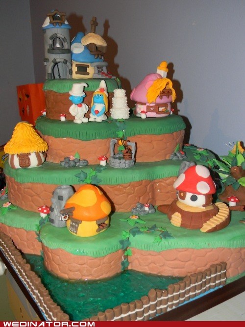 Smurf Village Cake