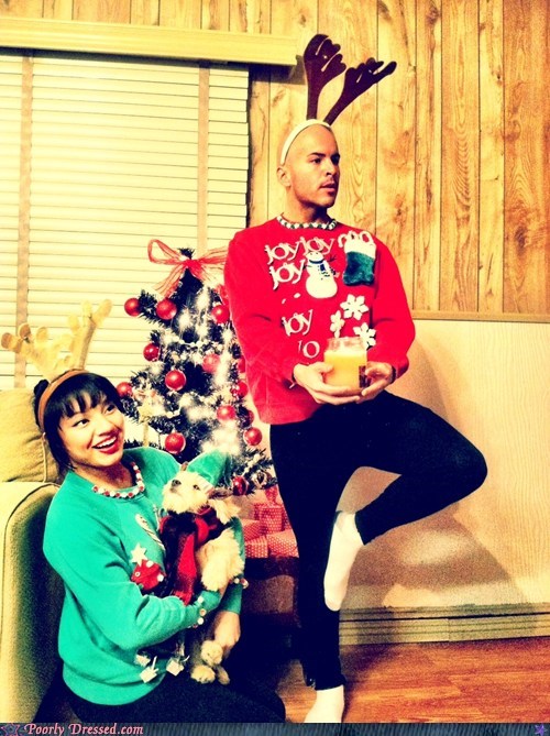 Poorly Dressed: Oh just doing some yoga in an awesome Christmas sweater, that's all