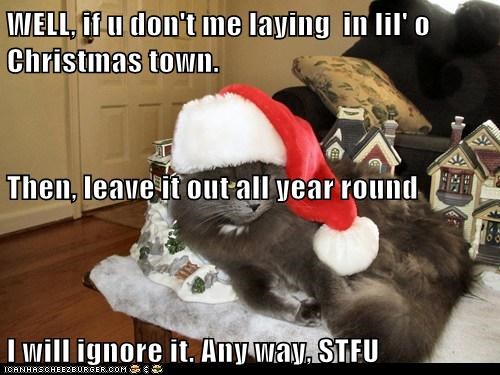WELL, if u don't me laying  in lil' o Christmas town. Then, leave it out all year round I will ignore it. Any way, STFU