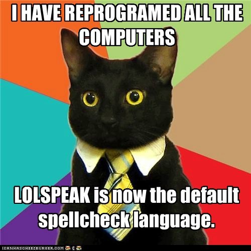 Animal Memes: Business Cat - No Can Has Inglish!