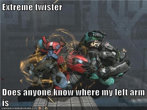 Extreme twister  Does anyone know where my left arm is