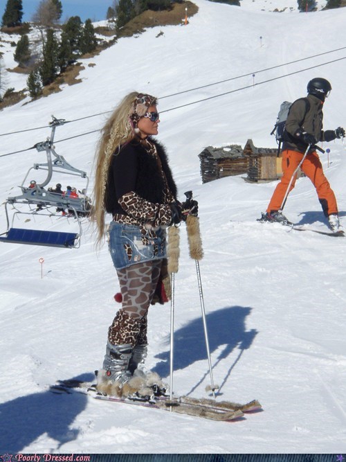 Maybe she didn't know she was going skiing today?