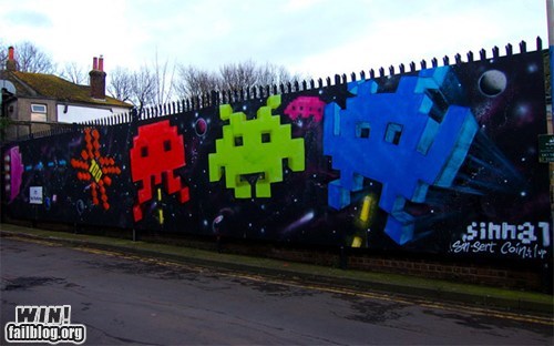 Space Invaders Street Art WIN
