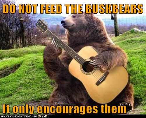 DO NOT FEED THE BUSKBEARS  It only encourages them