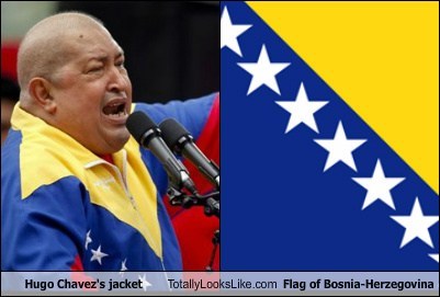 Hugo Chavez's Jacket Totally Looks Like Flag of Bosnia-Herzegovina