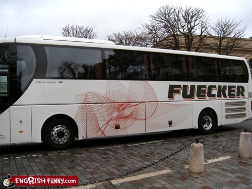 Engrish Funny: Good thing that bus has tinted windows