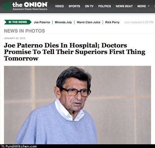 The Onion Weighs in on Joe Paterno's Death