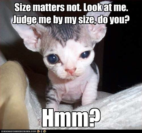 Size matters not. Look at me. Judge me by my size, do you?