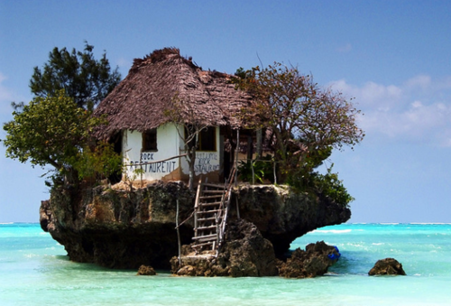 The Restaurant "The Rock" in Zanzibar, Tanzania 