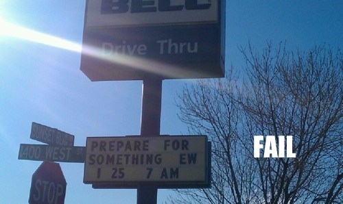 Typical Taco Bell Menu FAIL