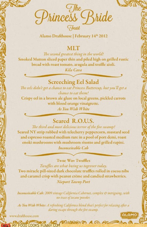 Princess Bride Feast Menu