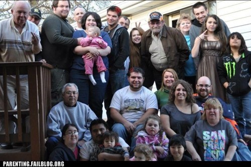 Someone doesn't like family photos. 