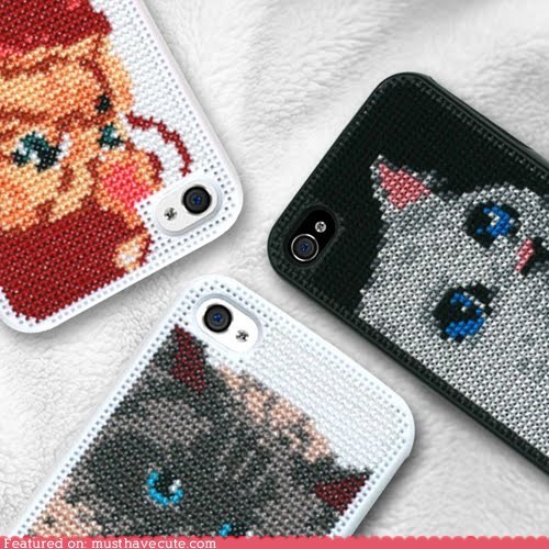 Cat Cross-Stitch iPhone Case