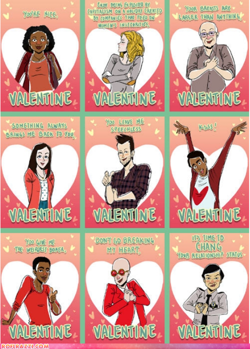 "Community" Themed Valentine's Day Cards