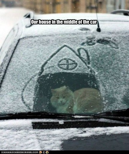 Our house in the middle of the car