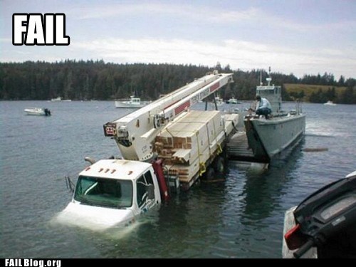 Wood floats. Trucks, not so much.