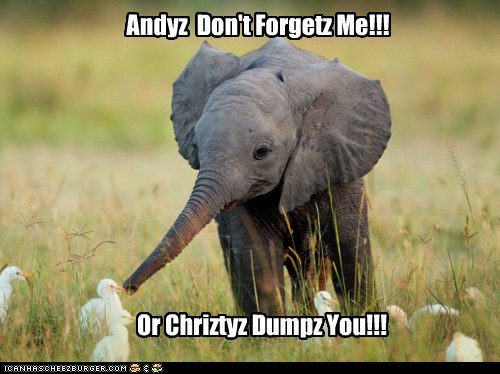 Andyz  Don't Forgetz Me!!!
