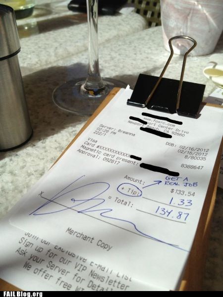 Leaving a Tip FAIL
