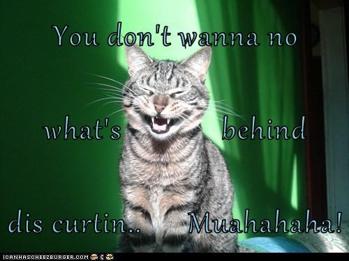 You don't wanna no what's             behind  dis curtin..      Muahahaha!