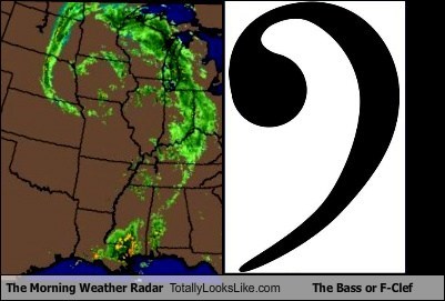 The Morning Weather Radar Totally Looks Like The Bass or F-Clef