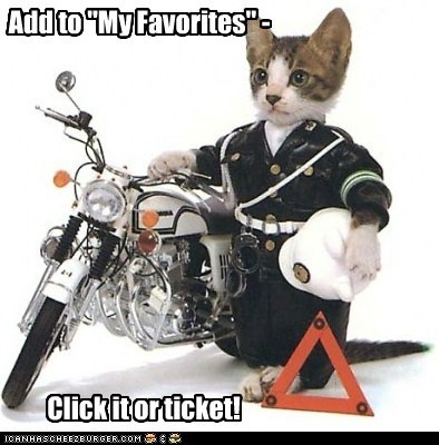 Police Cat: "Add to 'My Favorites' - Click it or ticket!"