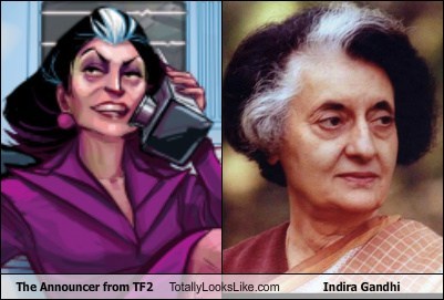 The Announcer from TF2 Totally Looks Like Indira Gandhi