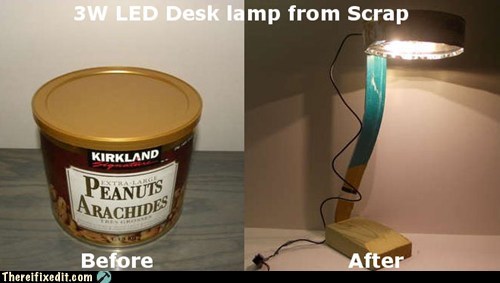 LED Desk Lamp from Scrap Materials