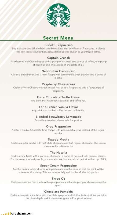 Starbucks Secret Menu
