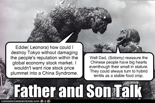 Father and son talk .