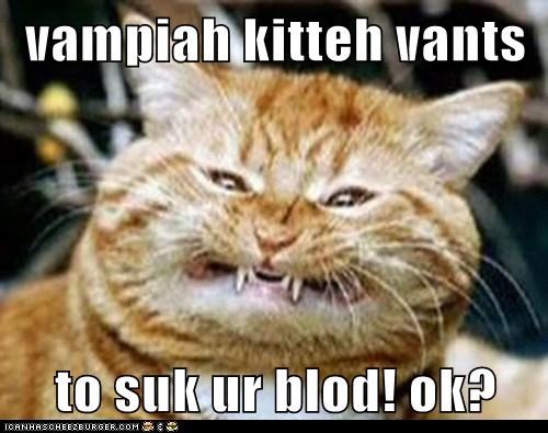 vampiah kitteh vants  to suk ur blod! ok?