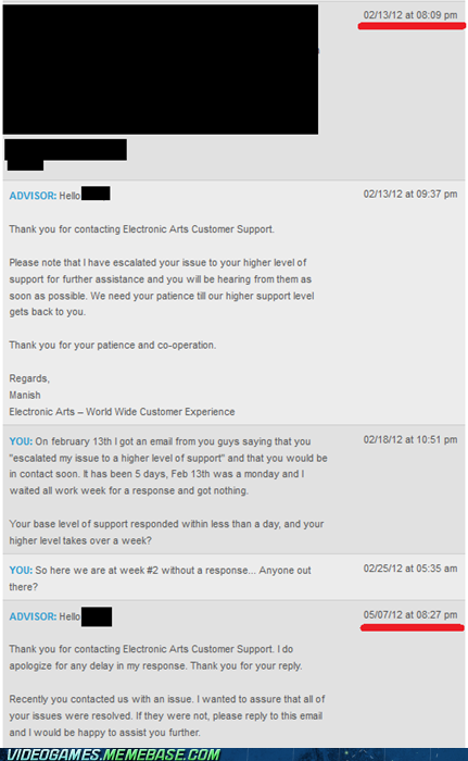 EA Customer Support at Its Finest