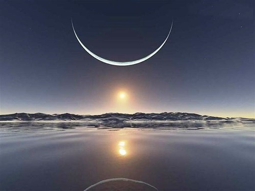 Sun and Moon Over The North Pole