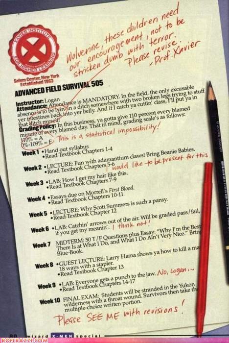 Wolverine's Class Syllabus Could Use a Little Work