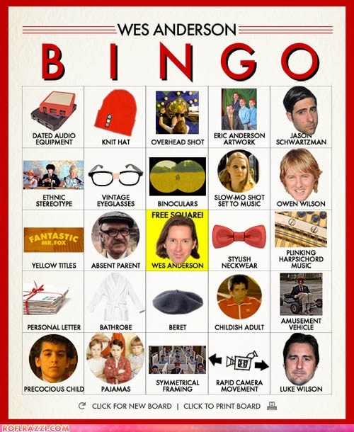 Wes Anderson Bingo