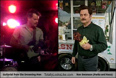 Guitarist From The Drowning Men Totally Looks Like Nick Offerman (Ron Swanson, Parks and Rec)