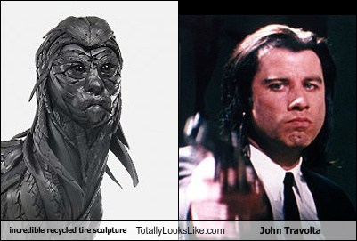 Incredible Recycled Tire Sculpture Totally Looks Like John Travolta