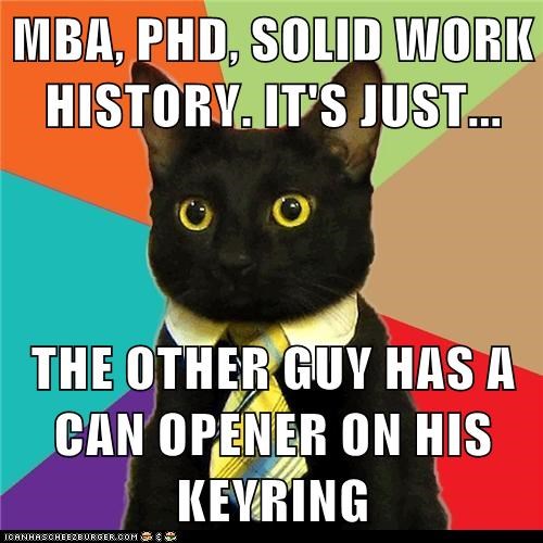 Business Cat: We Decided to Go a Different Direction. Namely, One with Noms
