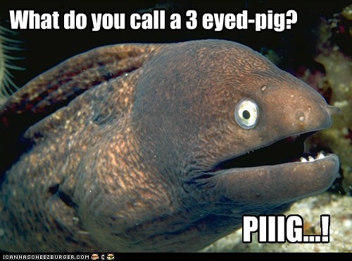 What do you call a 3 eyed-pig?