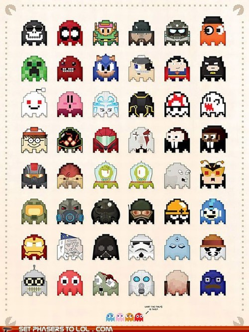 Iconic Characters as Pac-Man Ghosts